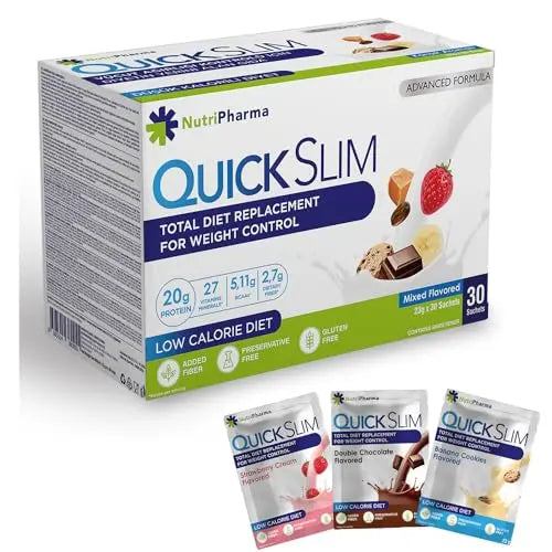 Quick Slim Meal Replacement Shake for Weight Loss, 30 Servings, 20g Protein, 27 Vitamins NUTRIPHARMA Quick SlimAU supplements