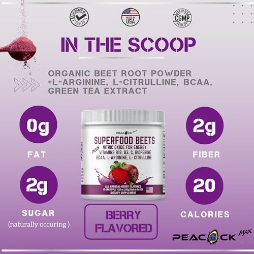 Peacock Max Superfoods Blend Immunity Support Vegan Gluten Free (Beets Nitric Oxide B12 Powder) Peacock Max Au supplements