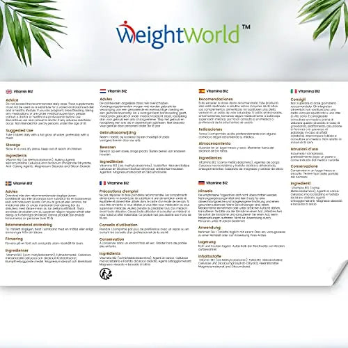 Vitamin B12 Tablets High Strength – 1000mcg Vegan B12 Supplement – 450 Pure Methylcob WeightWorld Au supplements