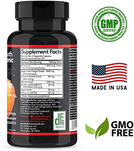 Youth & Tonic Natural Appetite Suppressant for Weight Loss / 1000 mg Apple Cider Youth & Tonic Au supplements