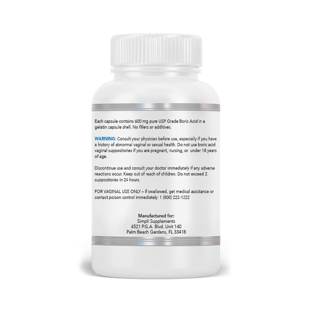 Simpli Supplements 60 Boric Acid Suppositories - Modern Support & Ancient Remedy - Scientifically Simpli Supplements Au supplements