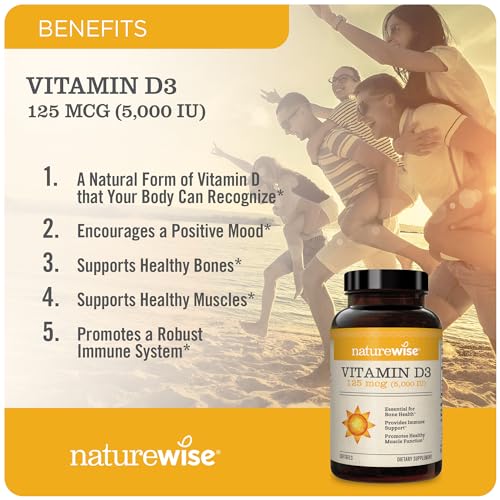 NatureWise Vitamin D3 5000iu (125 mcg) Healthy Muscle Function, and Immune Support NatureWise Au supplements