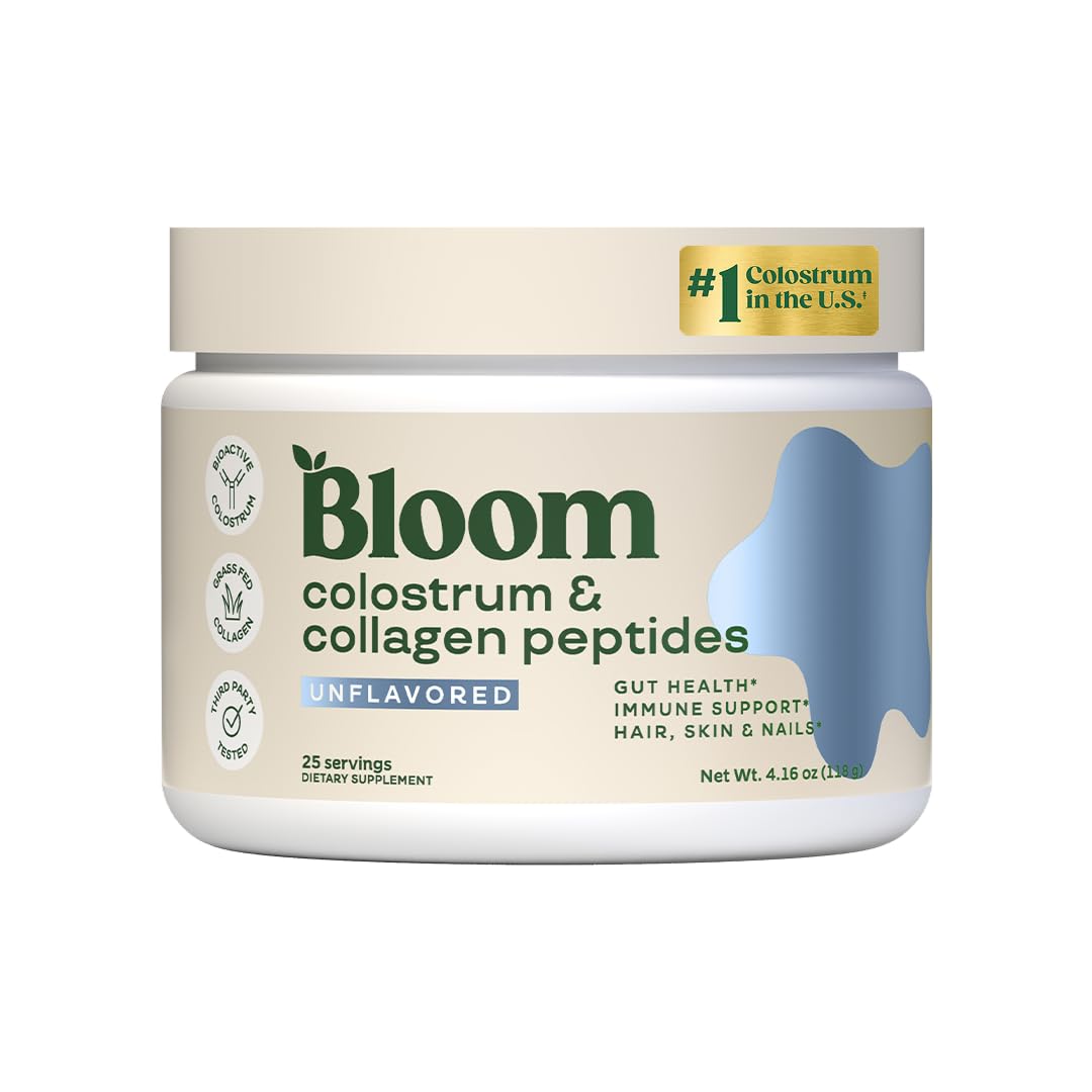 Bloom Nutrition Bovine Colostrum Powder with Vitamin B-12 for Gut Health, Immune Support, Hair Growth & Beauty Supplement | Unflavored, 25 Servings Bloom Nutrition Au supplements