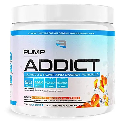 BELIEVE Pump Addict Ultimate Pre-Workout and Energy Formula Sour Peach, 550 g BelieveAU supplements