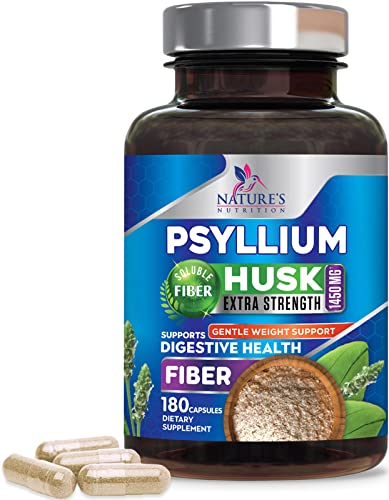 High Absorption Psyllium Husk Capsules 1450mg, Natural Soluble Fiber Supplement Non-GMO Nature's Nutrition Au supplements