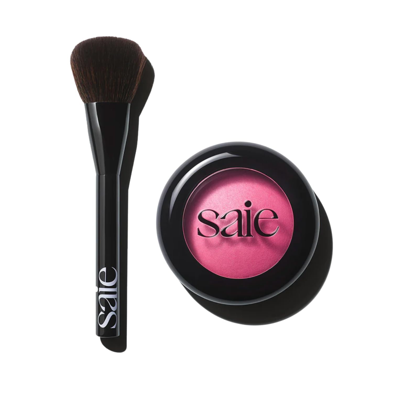Saie Blush & Brush Duo - SuperSuede Baked Blush in Amore (.01 oz) & Powder Blush Brush - Talc-Free, Moisturizing Blush with Vegan, Fluffy Brush for Seamless Application Saie Au supplements