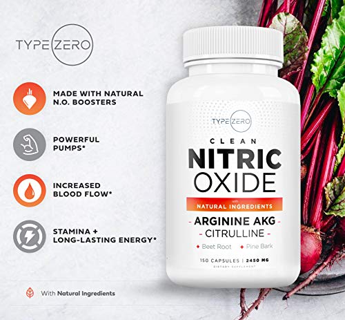 Type Zero Nitric Oxide 6X Booster, 150 Veggie Capsules - Natural Supplement - Beetroot Type Zero Au supplements