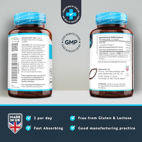 Omega 3 2000mg with 660mg EPA & 440mg DHA per Serving - 240 Softgel Capsules Nutravita Au supplements