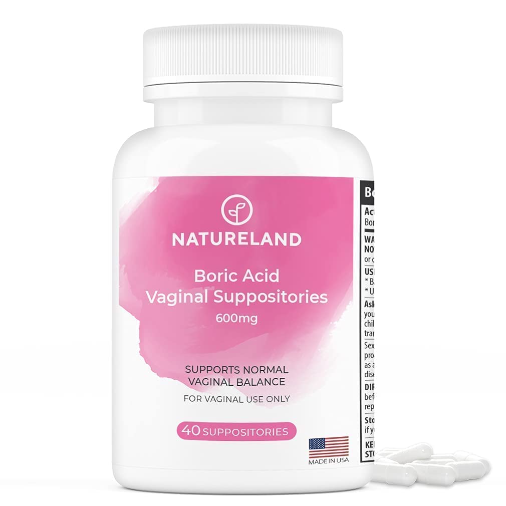 Natureland [40 Count Boric Acid Suppositories 600mg w/ [20 Pack] Vaginal Applicator - Feminine Care Natureland Au supplements