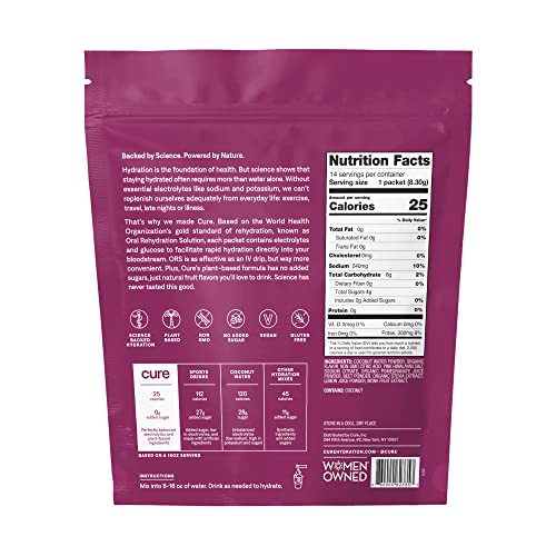 Cure Hydrating Plant Based Electrolyte Mix | FSA & HSA Eligible | Powder for Dehydration Cure Hydration Au supplements