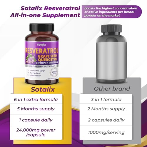 Resveratrol 24,000mg with Grape Seed + Quercetin Berberine + Milk Thistle Powerful Anti SOTALIX SUPPLEMENT Au supplements