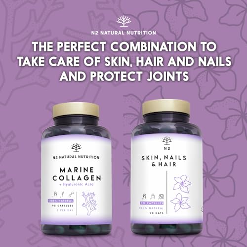 Marine Collagen with Hyaluronic Acid for Skin Care, Hair Care, Joints. Magnesium, Vitamin C. Hydrolysed Collagen Supplements N2 Natural Nutrition Au supplements