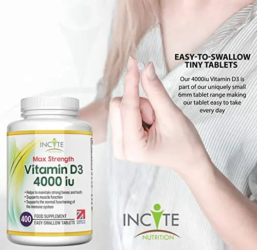 Vitamin D3 4000 iu - Vitamin D Tablets - 1 Year Supply Tablets - Vegetarian - Vitamin D Incite Nutrition Au supplements