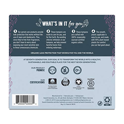 SEVENTH GENERATION Free & Clear Super Tampons with Applicator, 18 CT Seventh Generation Au supplements