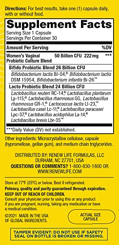 Renew Life Women's Probiotic Capsules, 50 Billion CFU Guaranteed, Supports pH Balance Renew Life Au supplements