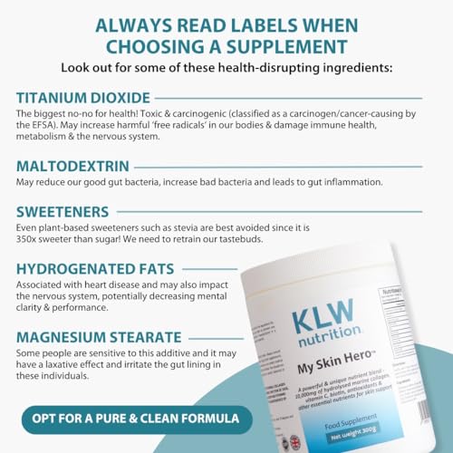 Marine Collagen Powder 10,000mg - with Vitamin C, Zinc, Biotin, Hyaluronic Acid - No fillers, sweeteners or additives KLW Nutrition Au supplements