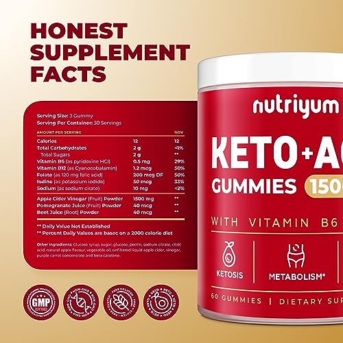 nutriyum Keto ACV Gummies 1500 mg - Apple Cider Vinegar Gummies with B6 & B12 nutriyum Au supplements