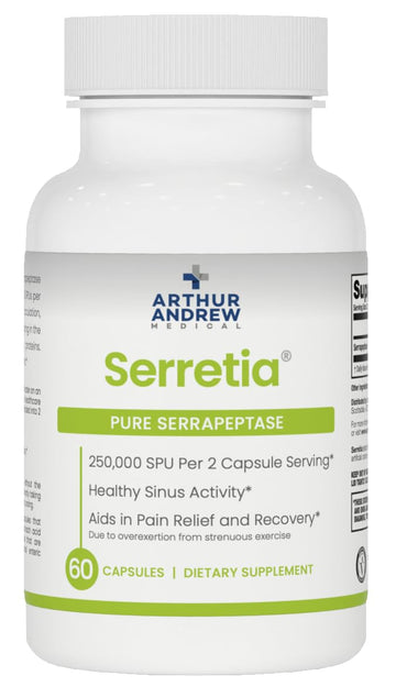 Arthur Andrew Medical, Serretia, Serrapeptase Formula for Muscle and Sinus Support, 60 Capsules Arthur Andrew Medical Au supplements