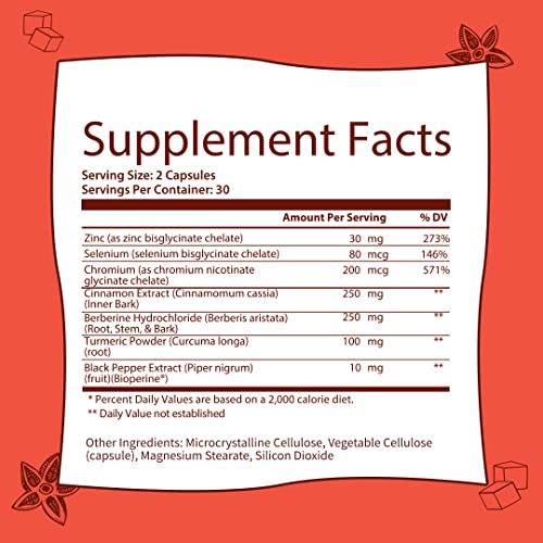 GOBIOTIX Blood Sugar Support - Cinnamon, Berberine and Selenium Capsules - Blood Sugar GOBIOTIX Au supplements