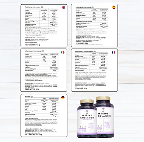 Marine Collagen with Hyaluronic Acid for Skin Care, Hair Care, Joints. Magnesium, Vitamin C. Hydrolysed Collagen Supplements N2 Natural Nutrition Au supplements