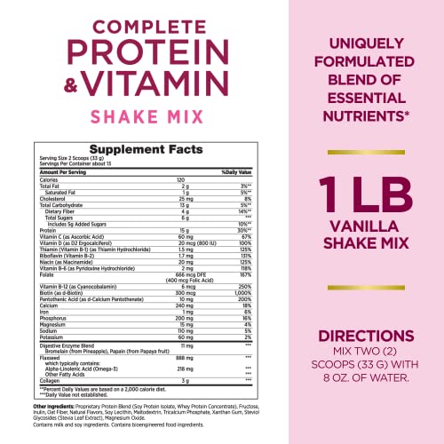 Nature's Bounty Complete Protein & Vitamin Shake Mix with Collagen & Fiber, Contains Nature's Bounty Optimal Solutions Au supplements