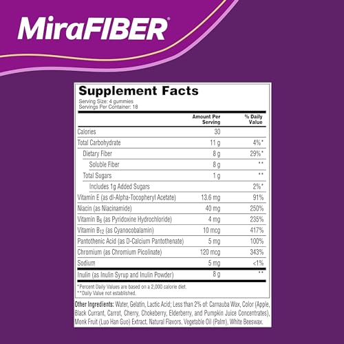 MiraLAX New MiraFIBER Gummies, 8g of Daily Prebiotic Fiber with B Vitamin MiraLAX Au supplements