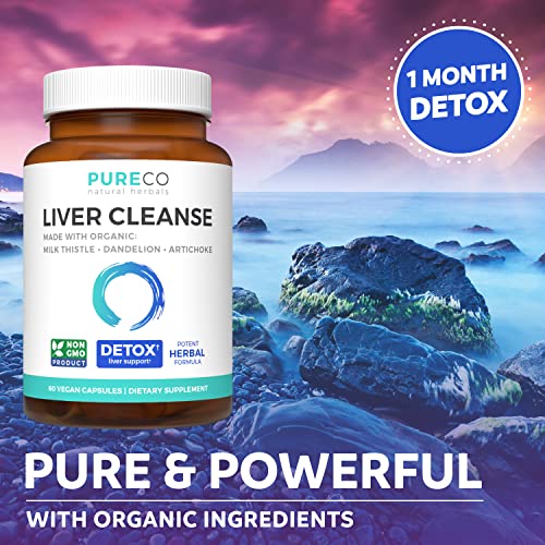 Organic Liver Cleanse Detox & Repair (Vegan, Non-GMO) Milk Thistle Extract (80% Silymarin) PURE CO Au supplements