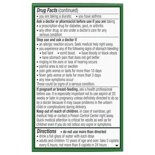 Excedrin Extra Strength Caplets for Headache Pain Relief, Acetaminophen 250mg, Aspirin 250mg, Caffeine 65mg, Pain Reliever, 24 count Excedrin Au supplements