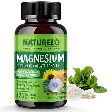 NATURELO Magnesium Glycinate Chelate Complex - 200 mg Magnesium with Organic NATURELO Au supplements