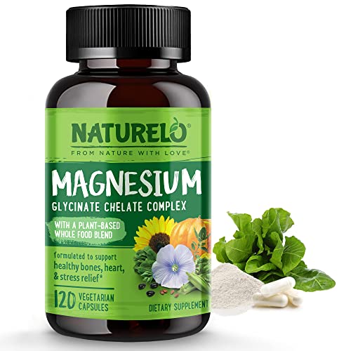 NATURELO Magnesium Glycinate Chelate Complex - 200 mg Magnesium with Organic NATURELO Au supplements