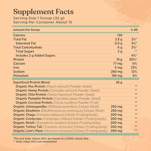 Four Sigmatic Organic Plant-Based Protein Powder Unflavored Protein with Lion’s Mane Four Sigmatic Au supplements
