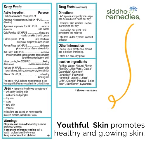 Siddha Remedies Youthful Skin Cell Salts Flower Essences for Dry Itchy Skin, Acne Pimples, Scar Removal Siddha Au supplements
