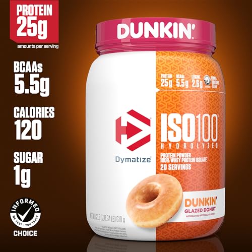 Dymatize ISO100 Hydrolyzed Protein Powder, 100% Whey Isolate, Dunkin' Glazed Donut Dymatize Au supplements