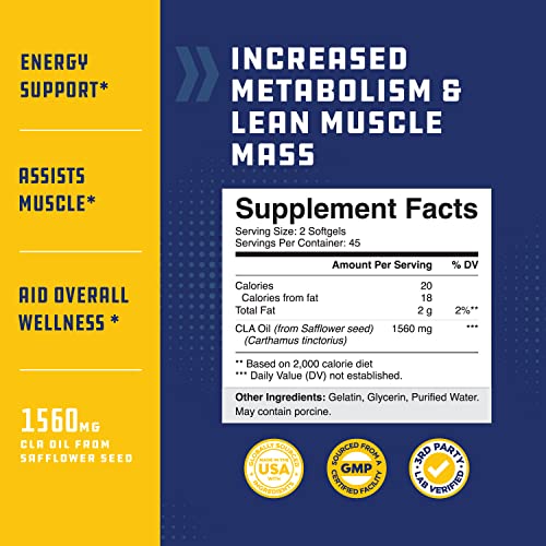 CLA Diet Weight Loss Pills - Women and Men - Pure Conjugated Linoleic Acid - Safflower Natures Craft Au supplements