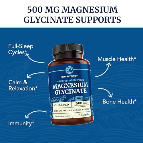 Magnesium Glycinate 500mg | Chelated Bisglycinate Complex for Muscle Relaxation Nobi Nutrition Au supplements