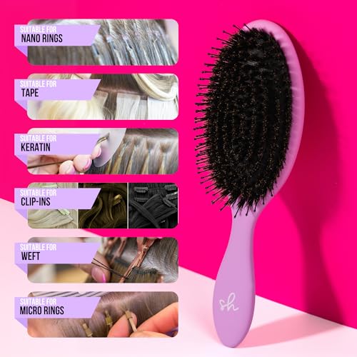 SimplyHair Ultimate Hair Extension Brush & Detangler Anti-Static, Dual Bristle Design, Soft Boar Bristle, Great for All Hair Types & Extensions - Pink & Purple Ombre Brush Ideal for Adults & Kids Simply Hair Au supplements
