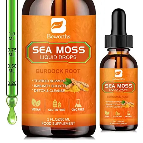 B BEWORTHS Sea Moss Liquid Drops - Organic Irish Sea Moss Raw Gel with Burdock Root B BEWORTHS uk supplements