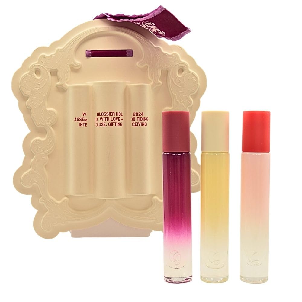 Glossier You Discovery Travel Perfume Spray Gift Set - Limited Edition Trio: Warm Clean, Serene Woody, Dreamy Gourmand Scents - You, Doux, Rêve. Glossier Au supplements