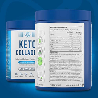 Applied Nutrition Keto Protein Powder, Hydrolysed Collagen Peptides + MCT Healthy Fats & Skin, Ketogenic & Paleo Diet Applied NutritionUS supplements