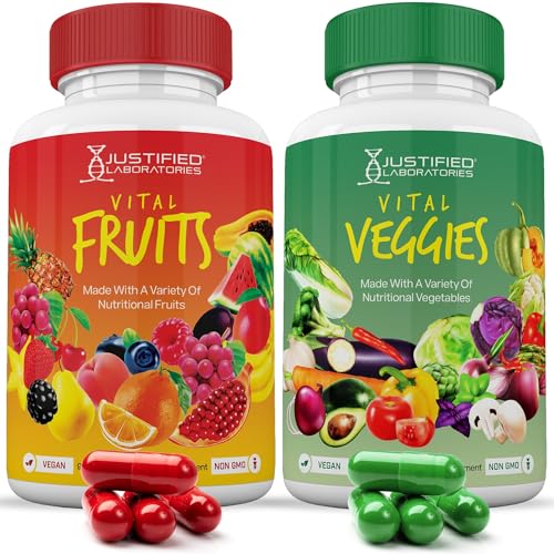 (Set of 2) Vital Fruits and Veggies Supplement Red & Green Superfoods Whole Food Justified Laboratories Au supplements