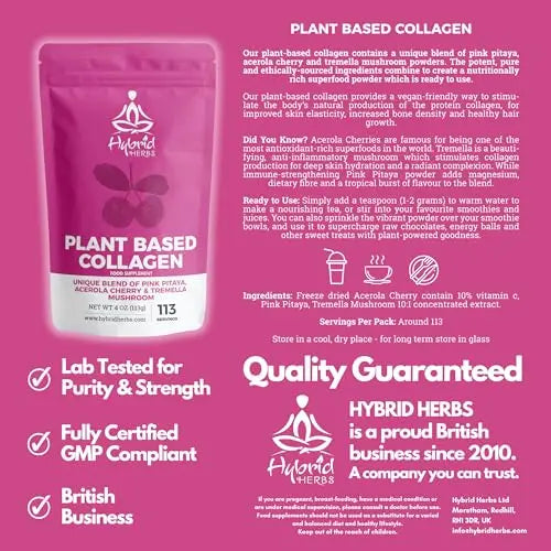 HYBRID HERBS – Plant Based Collagen Powder - Anti Aging Supplement for Skin, Wrinkles Hybrid Herbs uk supplements