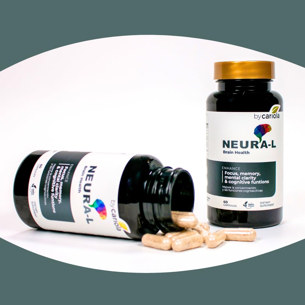 BY CARIOLA Neural-L Natural Brain Support Supplement 60 Caps - Mental Support – Memory Booster - Concentration - Natural Formula - Ashwagandha - L-Tyrosine - L-Theanine BY CARIOLA Au supplements