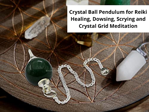 Green Aventurine Crystal Ball Pendulum for Divination - Dowsing Pendulum Necklace with Chain Amazing Gemstone Au supplements