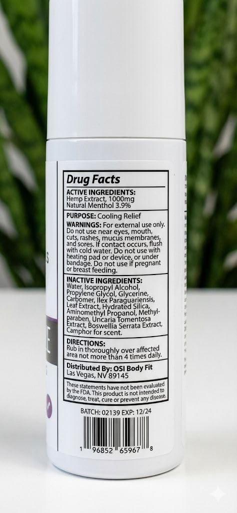 OBF Botanicals Hemp Roll On 3 Oz Instant Effect Topical Pain Relief Hemp Extract and Menthol Concentrated Roll On for Aching Muscles, Joint Relief, Ligaments - 1000mg OBF Botanicals Au supplements