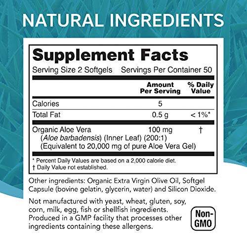 NutriWorth Aloe Vera Supplement (100 Softgels) 20,000mg Pure Gel Equivalency NutriWorth Au supplements