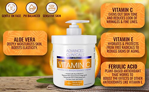 Advanced Clinicals Vitamin C Face & Body Cream Moisturizing Skin Care Lotion, Anti Advanced Clinicals Au supplements