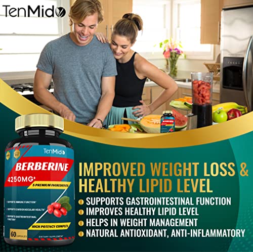 Berberine Extract Capsules 4250mg, 2 Months Supply & Ceylon, Milk Thistle, Turmeric Tenmido Au supplements