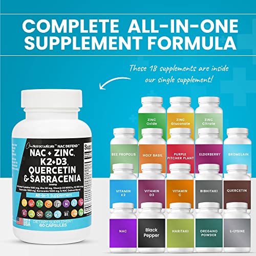 NAC Supplement N-Acetyl Cysteine 1000mg Vitamin D3 K2 Zinc Quercetin Clean Nutraceuticals Au supplements