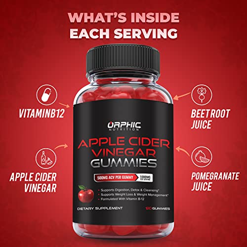 Apple Cider Vinegar Gummies with Mother- 1000mg - Supplement Formulated to Support ORPHIC NUTRITION Au supplements