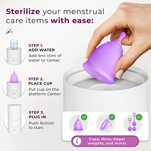 Carecup Menstrual Cup Sterilizer - Modern Menstrual Cup Cleaner Unscented Sanitizer - 2-Minute Carecup Au supplements